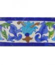Turqouise and lime blue flower with white tile