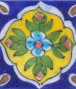 Tuquoise Flower With Yellow and Blue Base Tile