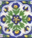 Blue, Yellow and Brown Flowers with White Base Tile