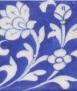 White Flower and leaf with Blue Base Tile