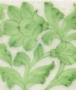 Lime Green Flowers and Leaf with White Base Tile