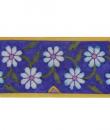 Turquoise Shaiding Flowers and Green leaf with Blue Base Tile2