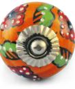Orange Color knob, Red Flower, Green leaf and Embossed White dots 