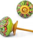 Multicolour Knob and white dots with Green Background knob