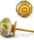 White Design with Yellow Colour Ceramic knob