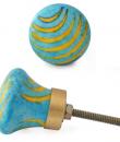 KN-737-A-Yellow and Turquoise Handpainted Knob
