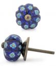 KNM-020-Turquoie Flower with Blue Base Melon Knob (Small)