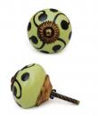 KPS-4612 - Green Design on a Lime Green Round Ceramic Cabinet Knob