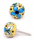 KPS-4690 - Turquoise flower, Black dots with Yellow base knob