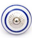 KPS-4692  Blue Spiral and White Ceramic Knob