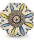 KPS-9036-Turquoise and yellow design with White Base Ceramic knob