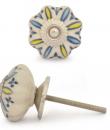 KPS-9036-Turquoise and yellow design with White Base Ceramic knob