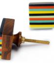 Multicolor Resin and Wooden Knob