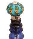Yellow Flowers and Turquoise Base Wine Bottle Stopper